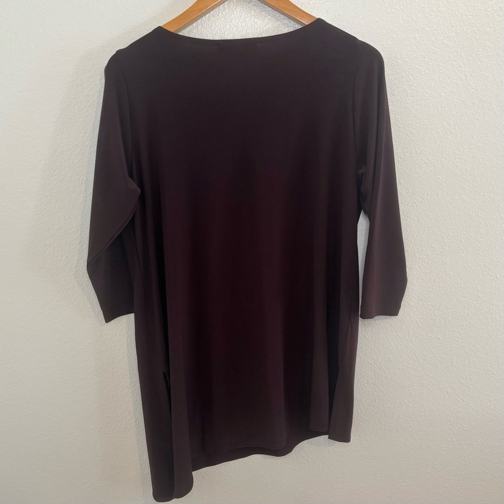 Sympli Tunic Asymmetrical V Neck Lagenlook Blouse Top Size 12 Plum/Purple - Picture 8 of 14